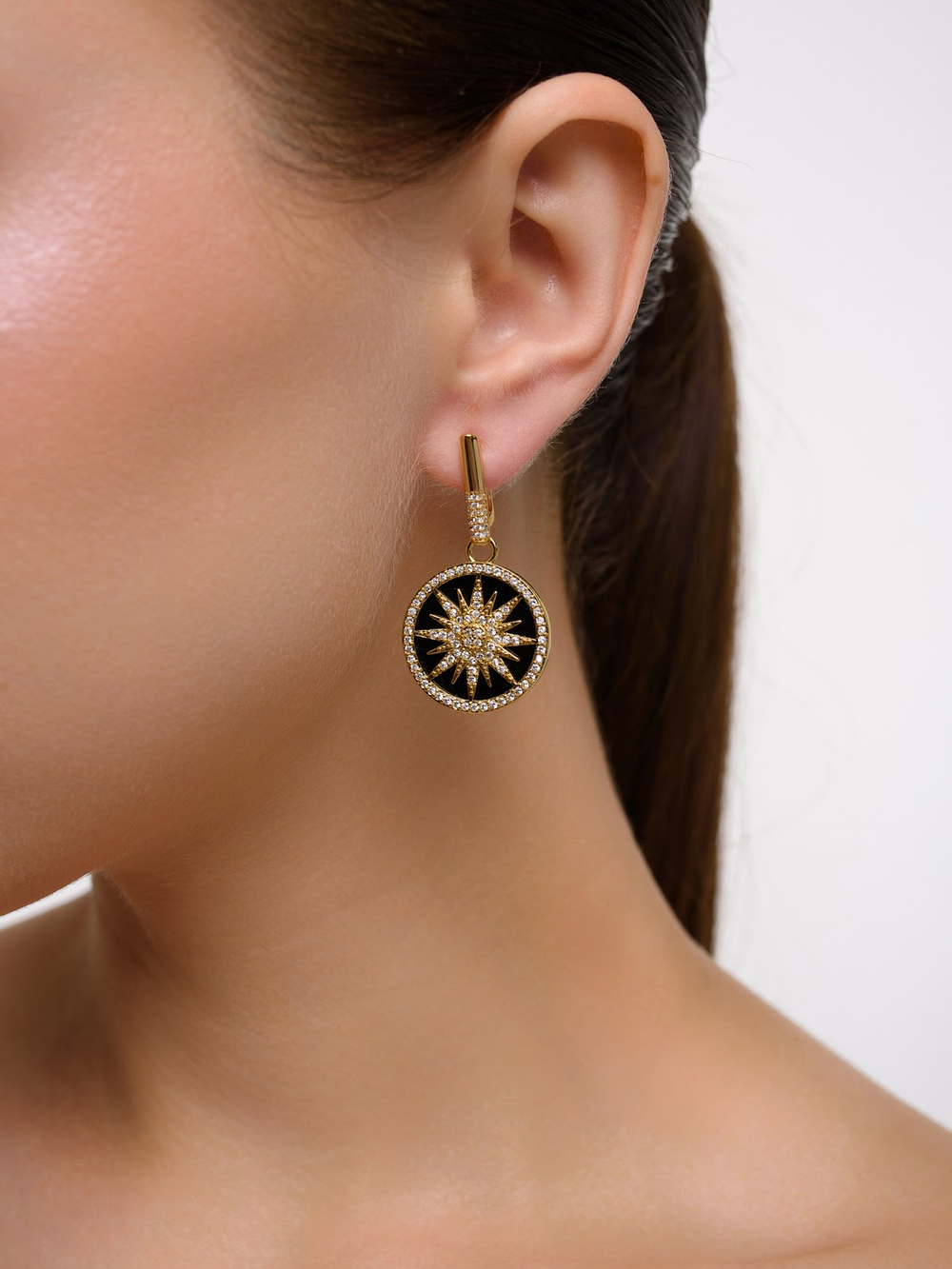 Серьги "Sun black pearl" Gold