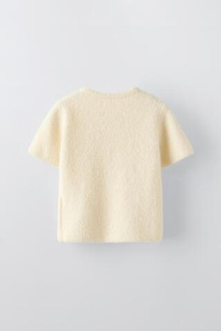 ZARA ТРИКОТАЖНЫЙ СВИТЕР С НАДПИСЬЮ, ЭКРЮ