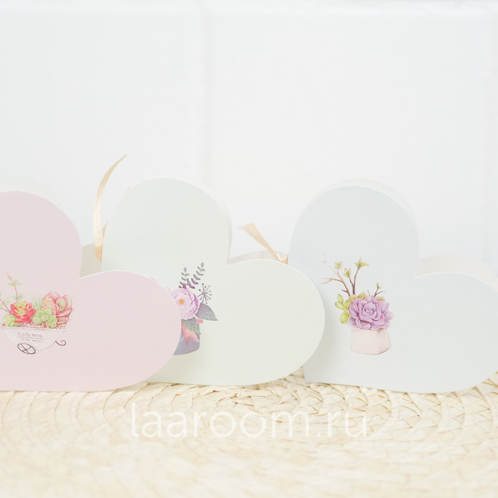 Открытка малая "Валентинка с суккулентом"