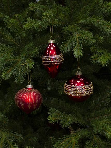 Набор стеклянных шаров Сольферино 80 мм, 12 шт., красный, House of Seasons (84007)