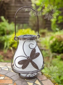 Фонарь садовый подвесной / светильник на солнечной батарее Стрекоза ЧУДЕСНЫЙ САД 16 см