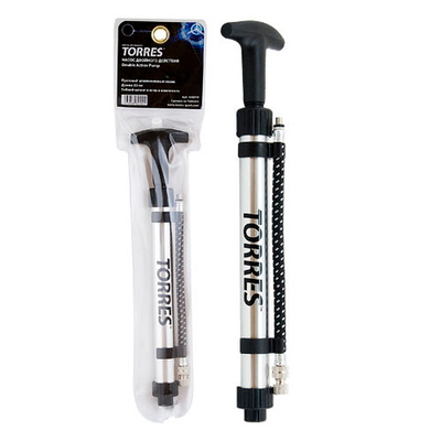 Насос TORRES двойного действия, SS5019, 20 см., алюминий, гибкий шланг, игла (5 мм), серебр.