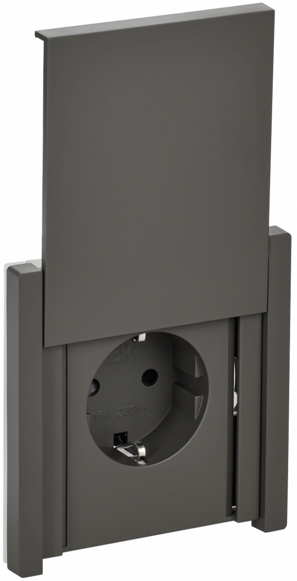 FORTE&PIANO Розетка 1-местная с заземлением с защитными шторками и крышкой винтовое крепление 16А IP44 FP321 серый IEK