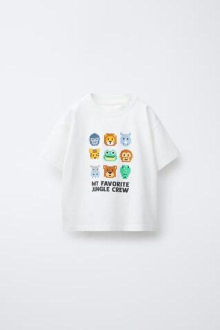 ZARA ФУТБОЛКА С ПРИНТОМ, БЕЛЫЙ