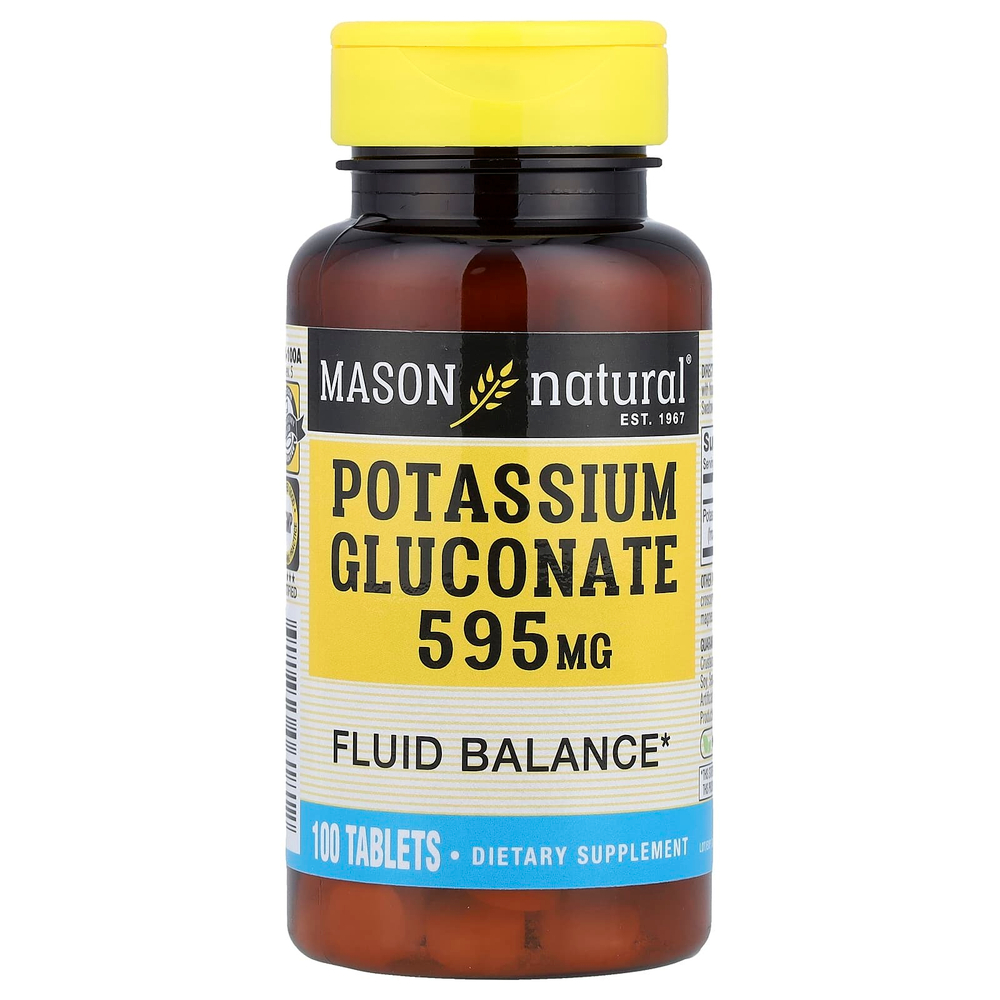 Mason Natural, глюконат калия, 595 мг, 100 таблеток