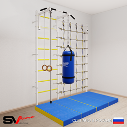 Шведская стенка Sv Sport усиленная 61360 (Турник стандарт/Канат/Кольца/Цепь/Мешок 22кг/Мат 2м/Канатный лаз)