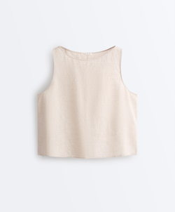 Oysho Топ из 100% льна, песочный меланж