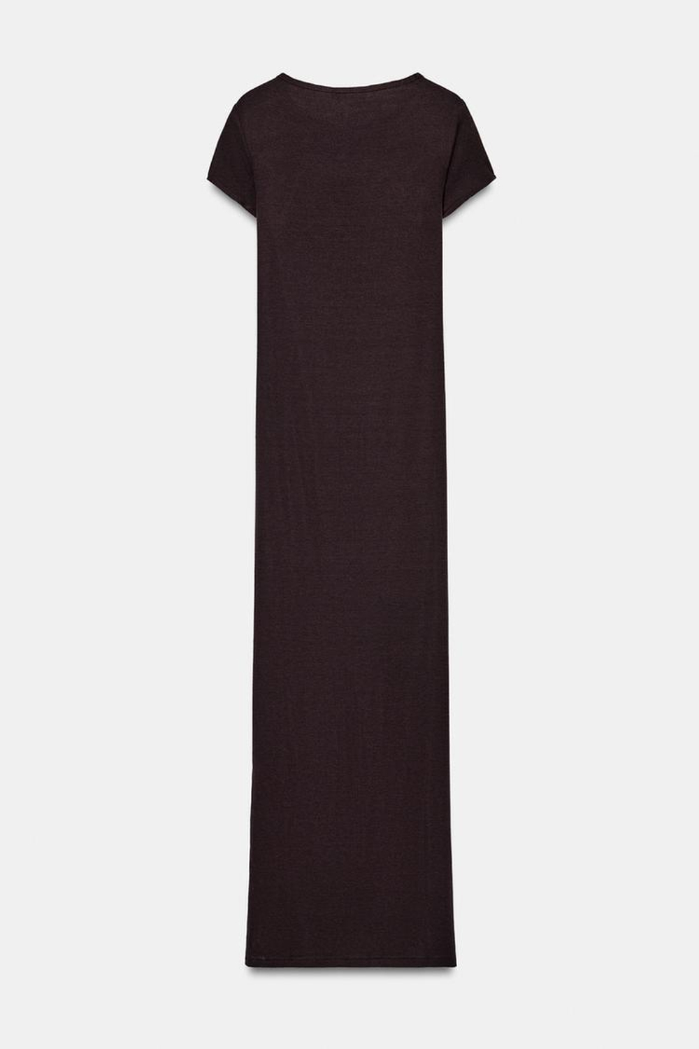 ZARA ДЛИННОЕ ПЛАТЬЕ С КОРОТКИМИ РУКАВАМИ, КОРИЧНЕВЫЙ