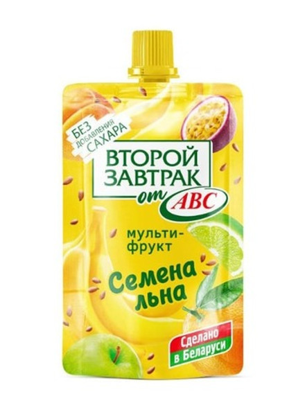 Десерт фруктовый "Второй завтрак от АВС" Мультифрукт с семенами льна 200г. АВС
