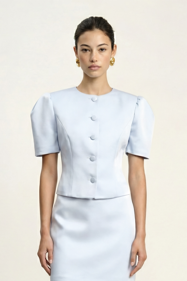 Жакет с объемными рукавами из сатина