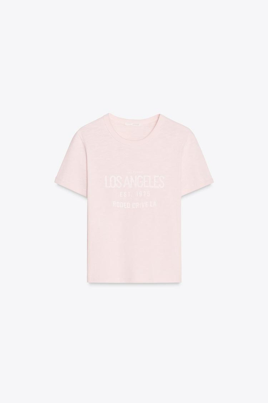 ZARA ФУТБОЛКА С НАДПИСЬЮ, РОЗОВЫЙ