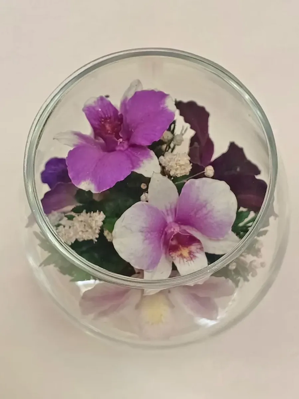 натуральные цветы в стекле, вакуум 07.05