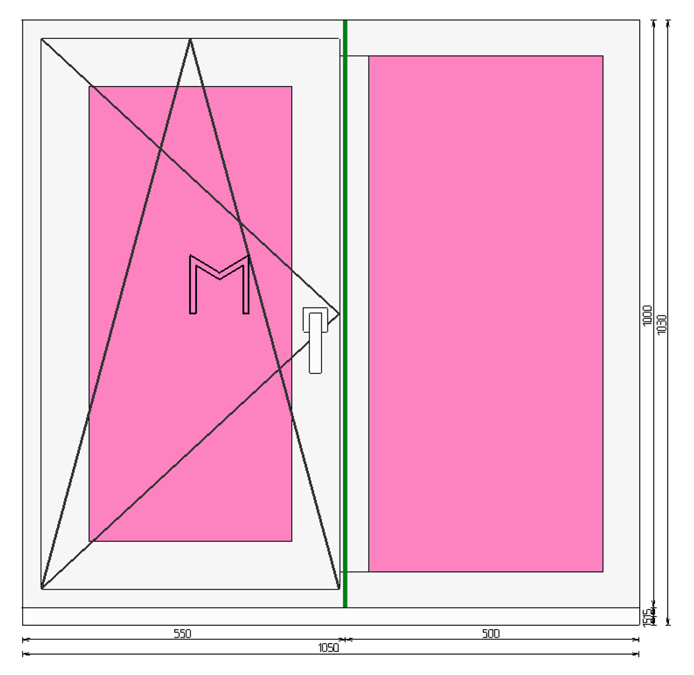 Пластиковое окно 1000 х 1050 ТермА Эко + Москитная сетка