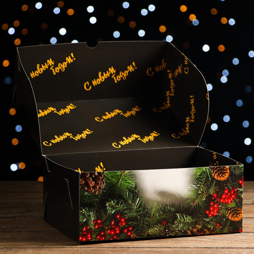 Упаковка для капкейков "Новогодние подарки", 6 ячеек, 25*17*10 см