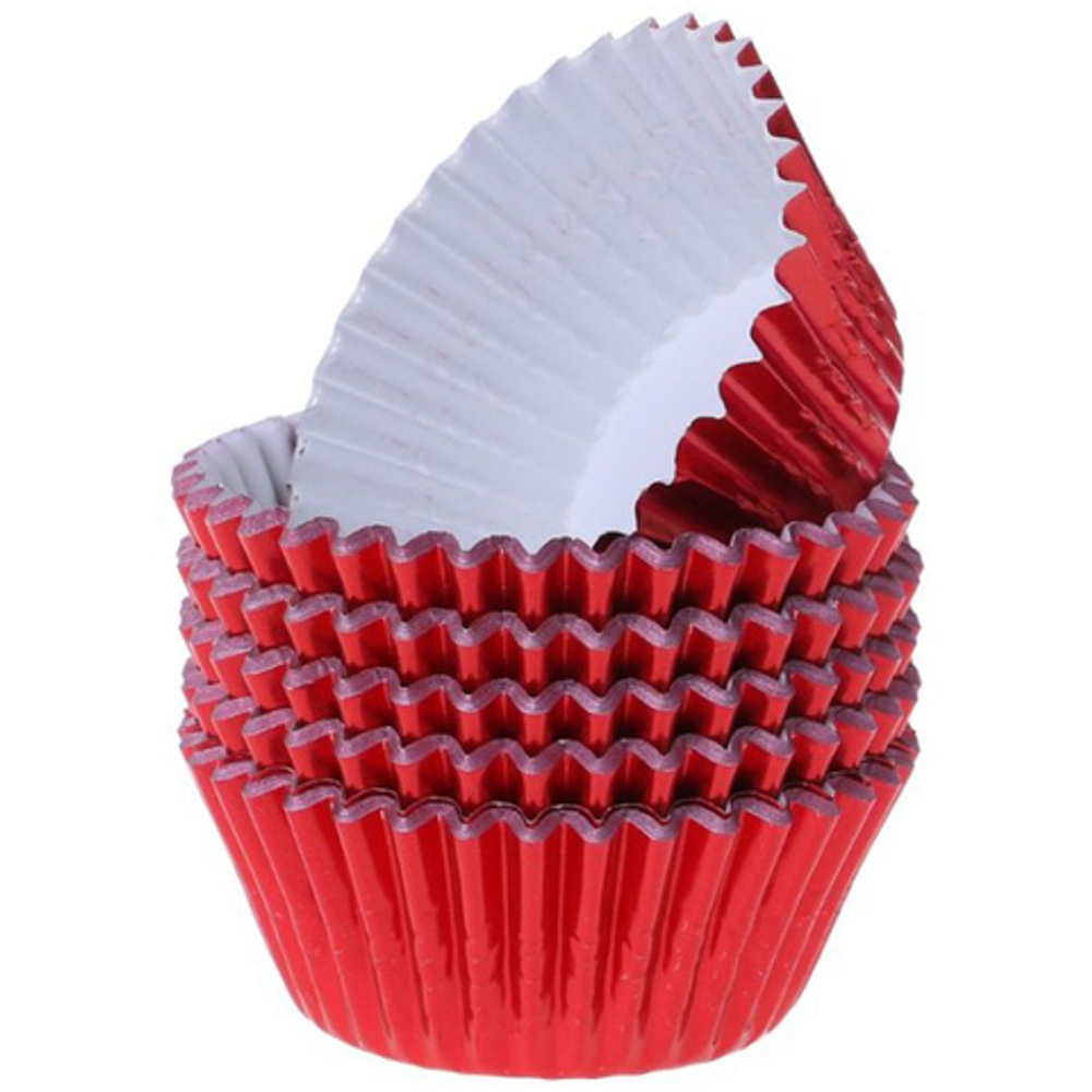 Капсулы бумажные красные металлик D5см 50шт