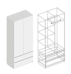 Шкаф 2-ств. с 2 ящиками"Бьянко"