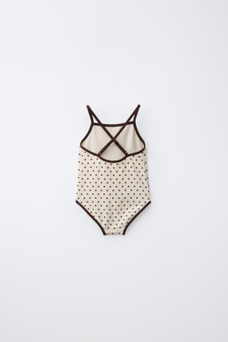 ZARA КУПАЛЬНИК С ТЕКСТУРОЙ И ГОРОШКОМ, ЭКРЮ