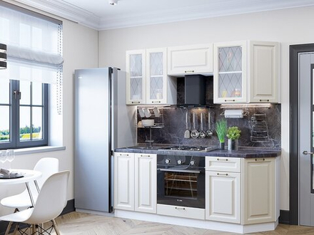 Прямая модульная кухня Ницца-01 Агат - Белый 2140*1900*600