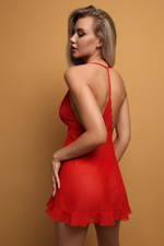 Сорочка с кружевом и застёжкой спереди Le Frivole красная L/XL