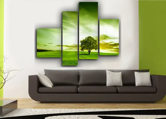 Модульная картина "Зеленое дерево"