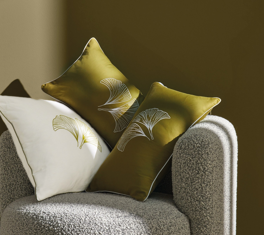 Подушка декоративная GINGKO OLIVE 45 х 45, 100% хлопок, начинка полиэстер Blanc des Vosges 45 x 45 Зеленый