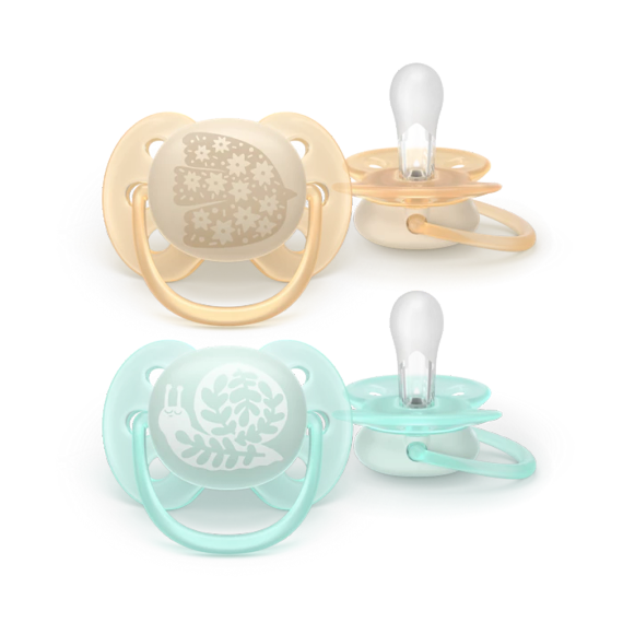 Əmzik\ Ultrasoft soother, 0-6m, deco neutral, 2-pack