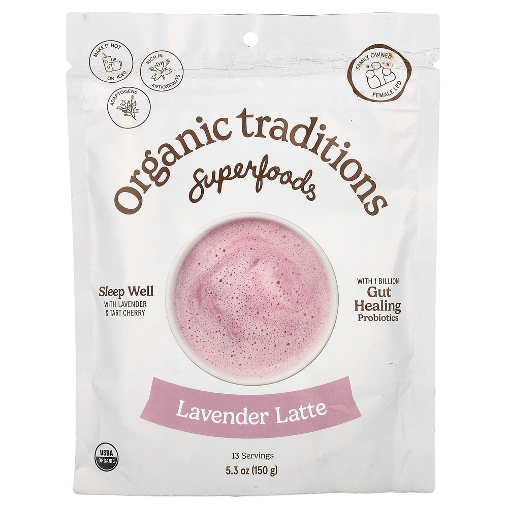 Organic Traditions, Superfoods, латте с лавандой, 150 г (5,3 унции)