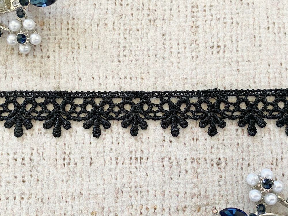 Кружево плетеное, ш. 1,5 см, чёрный
