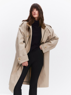 Тренч с вельветовым воротником