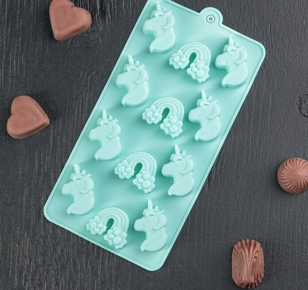 Форма для шоколада 12 ячеек Единорог 22х10,7х1,5 см