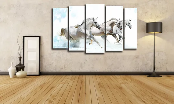 Модульная картина "Три белых коня"