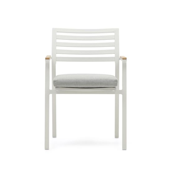Bona Уличный стул из алюминия в белой отделке и массива тикового дерева