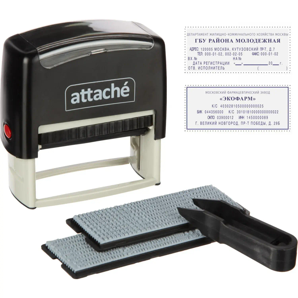 Штамп самонаборный Attache 6/8 стр. 70х32 с рамкой