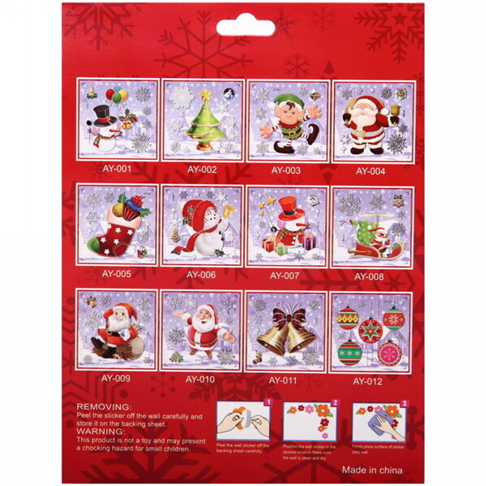 Наклейка на стекло 17*16 см,»Новогодние истории» микс