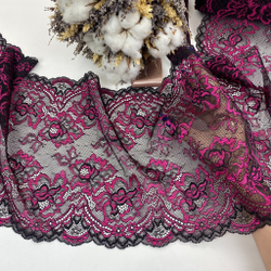 Кружево эластичное черный/фуксия 21 см