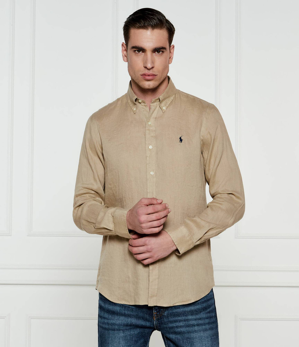 Льняная рубашка POLO RALPH LAUREN - бежевый(710966294)