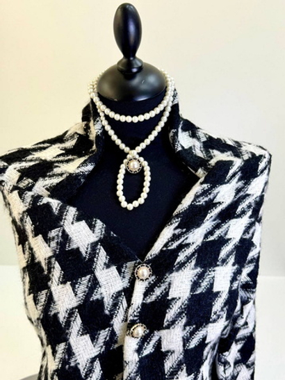 Костюмная принт гусинная лапка, черн/бел, RH1059