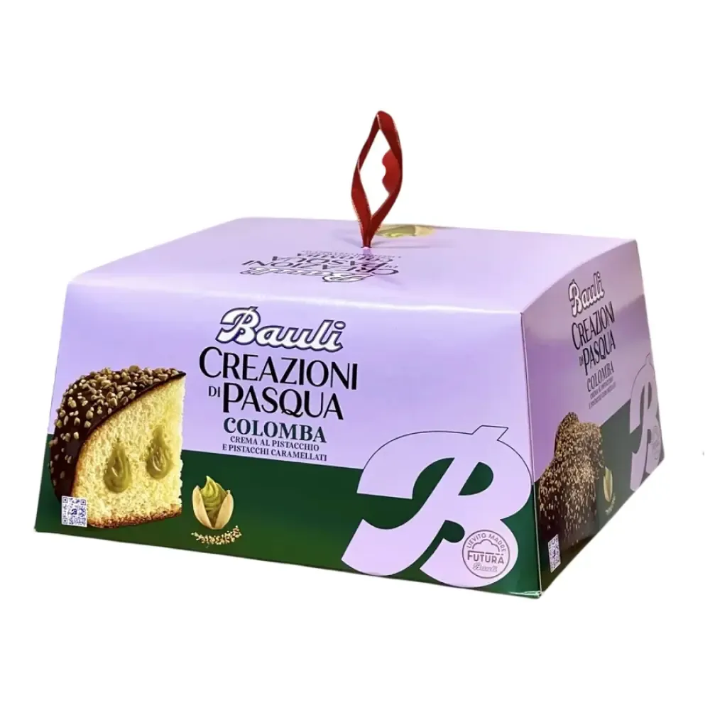 Кулич (кекс) в шоколадной глазури с кремовой начинкой со вкусом фисташки "Bauli" "Colomba" 750 г