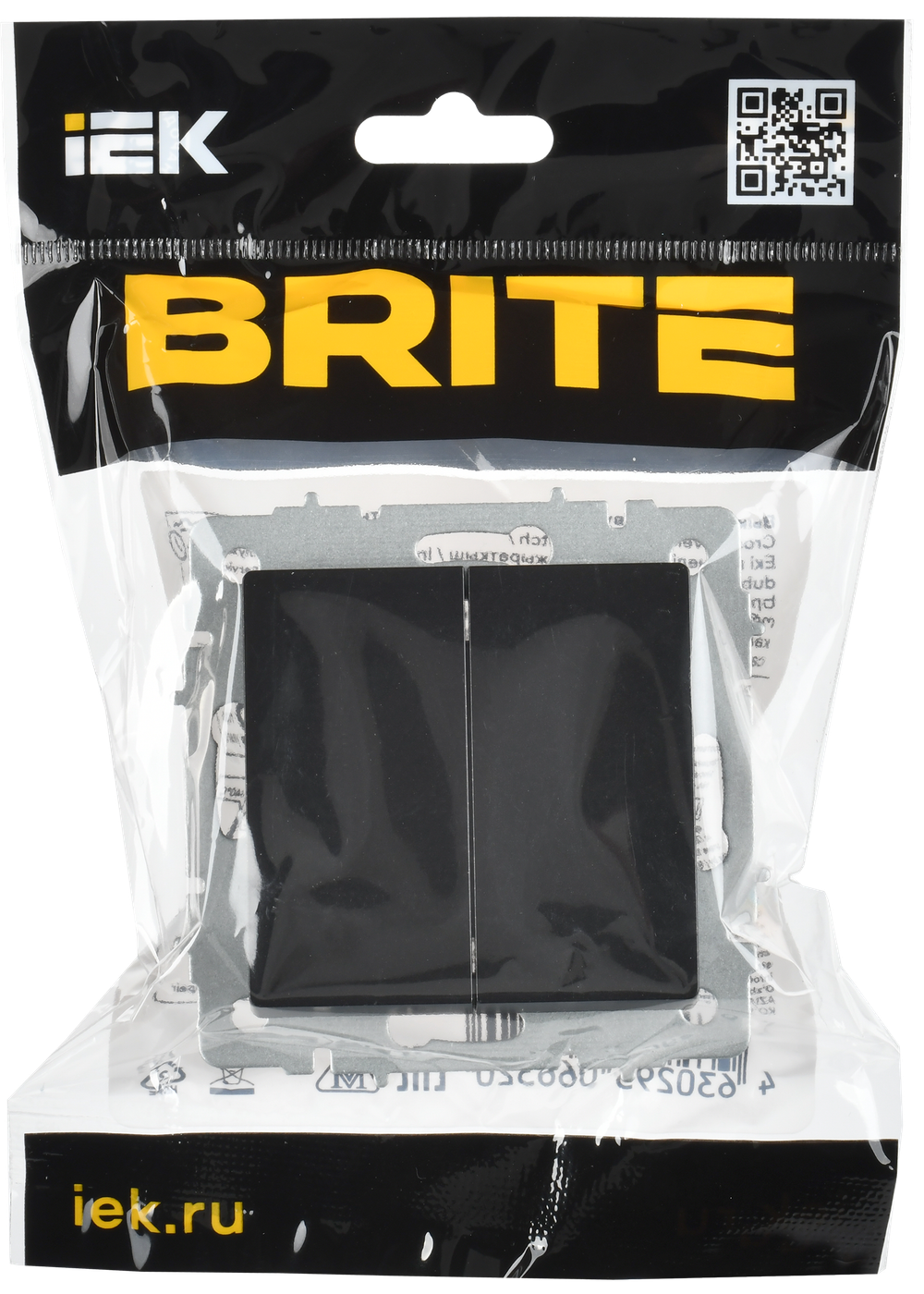 BRITE Выключатель 2-клавишный перекрестный 10А ВС10-2-3-БрЧ черный IEK