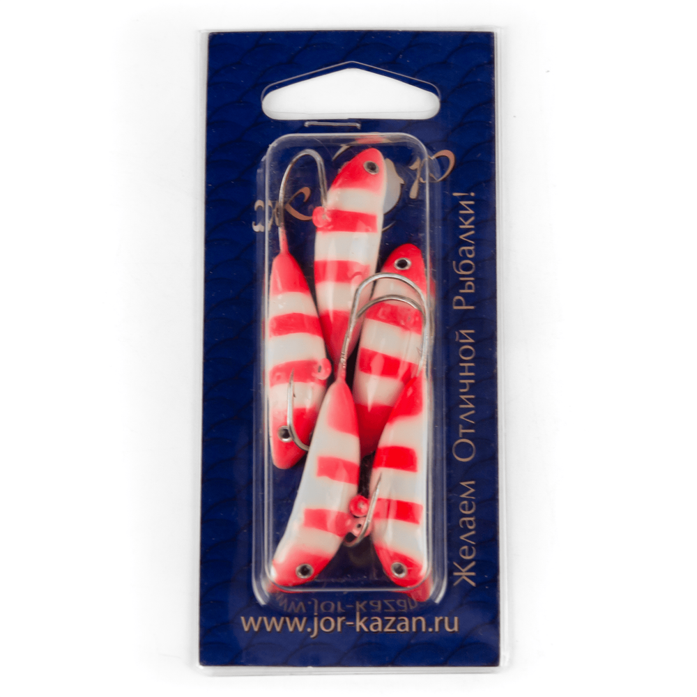 Блесна-мормышка ЖОР "Сомик" цветная флуоресцентная (39мм, 20гр, 5шт/уп)