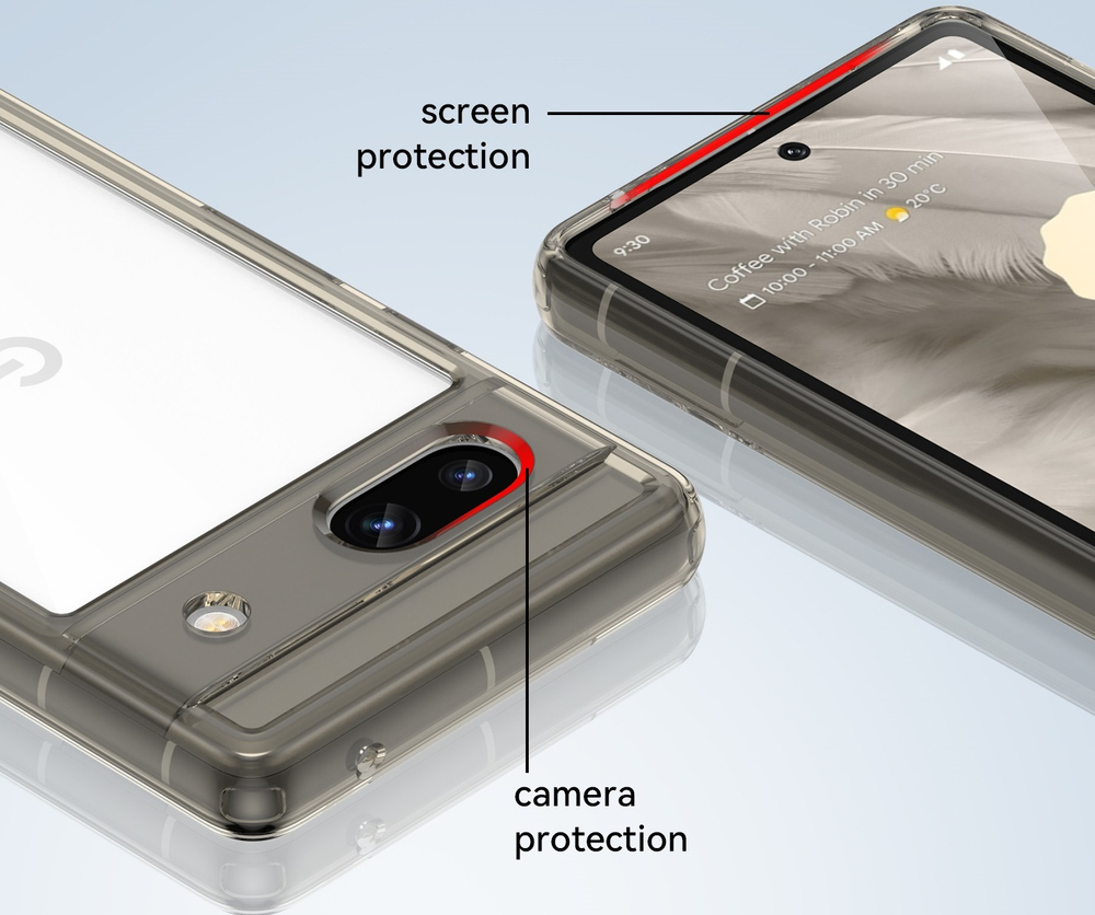 Усиленный защитный чехол с серыми рамками для смартфона Google Pixel 7A, мягкий отклик кнопок