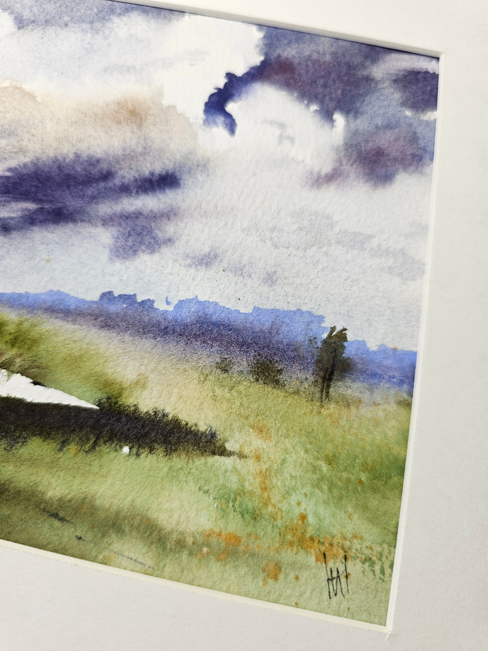 Картина авторская акварельная в паспарту 21х30 см на стену для интерьера "После грозы"