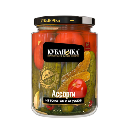 Ассорти с корнишонами Кубаночка с/б 720 гр. немарк