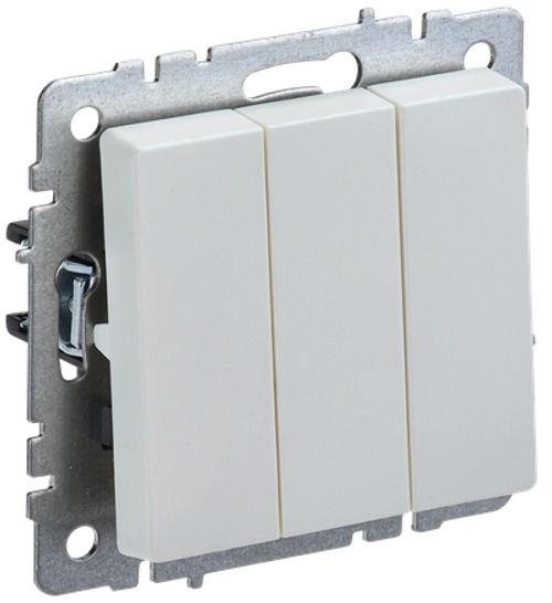 BRITE Выключатель 3-клавишный 10А ВС10-3-0-БрЖ жемчуг IEK