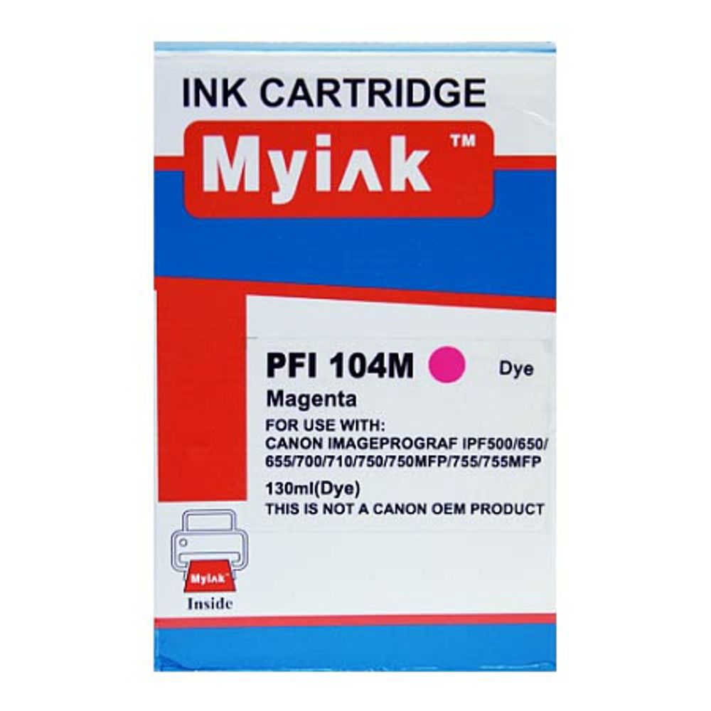 Картридж MyInk, аналог CANON PFI-104M для iPF650, iPF655, iPF750, iPF755, iPF760, iPF765 Magenta (130ml, Dye)