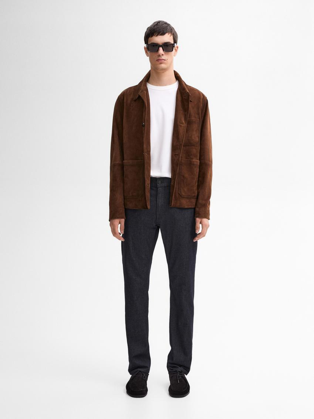 Massimo Dutti Зауженные джинсы с эффектом потертости, индиго