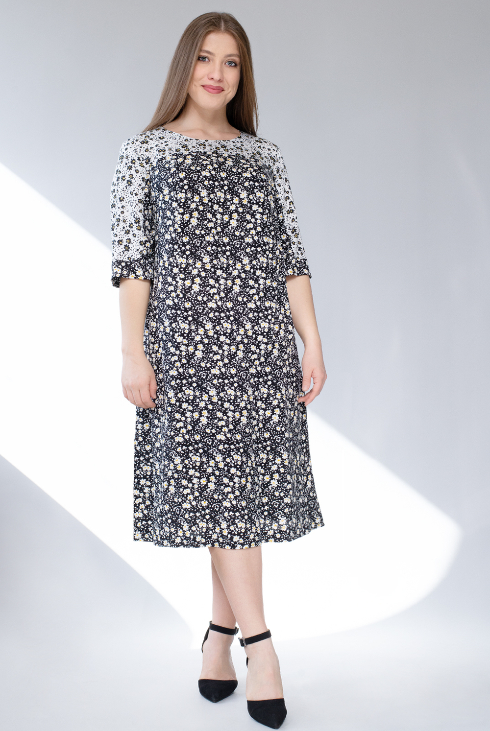 Летнее платье 1556АП, белый цветок #40БЦ051556АП