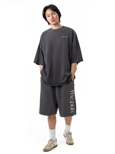 Графитовые трикотажные шорты с лого