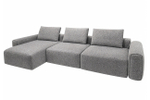 Диван Garda Decor трехместный Турин (Turin)(3 секции) с канапе и мех черно, серый Santo1606 355*163,5**68 см