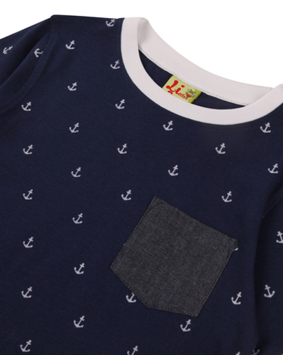 Футболка детская Little Beetle, якоря, синий/SS18-ok 1.9